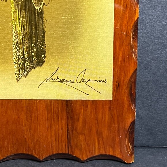 Vintage Andres Orpinas Seagulls Before the Storm Lacquered Wooden Wall Art - Picture 3 of 6